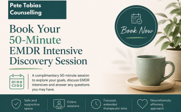 Image saying to Book your 50 Minute EMDR Intensive Discovery Session - Pete Tobias Counselling