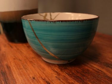 Kintsugi green vase